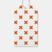 Oranje kruisstiften op wit cadeaulabel (Voorkant)