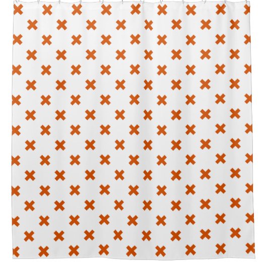 Oranje kruisstiften op wit douchegordijn (Voorkant)