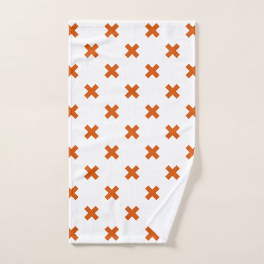Oranje kruisstiften op wit handdoek (Handdoek)