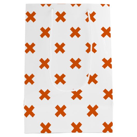 Oranje kruisstiften op wit medium cadeauzakje (Achterkant)