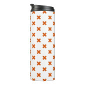 Oranje kruisstiften op wit thermosbeker (Geroteerd rechts)