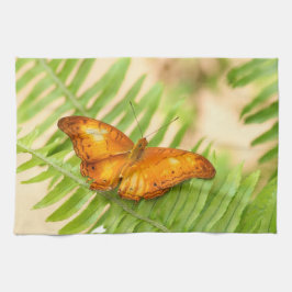 Oranje kruisvliegende vlinder theedoek