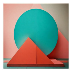 Oranje Kubussen Explosie Geometrisch Abstract Perfect Poster