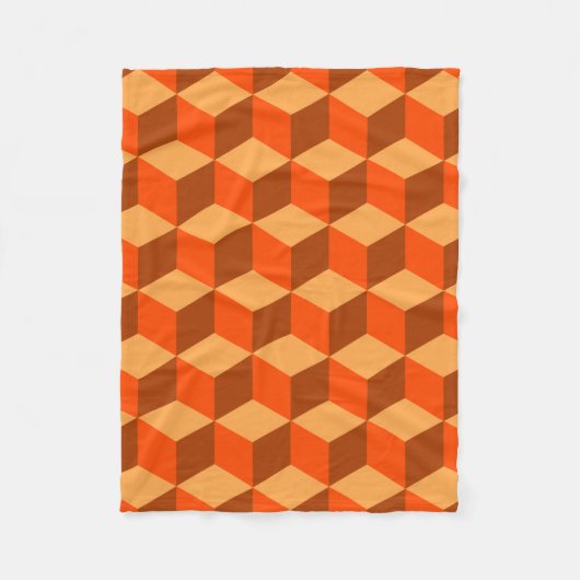 Oranje kubussen fleece deken (Voorkant)