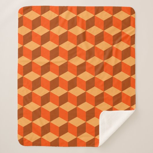 Oranje kubussen sherpa deken (Voorkant)