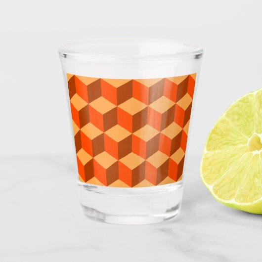 Oranje kubussen shot glas (Voorkant)