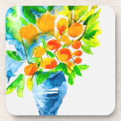 Oranje kumquat fruit kunst waterverf bier onderzetter (Voorkant)