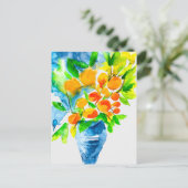 Oranje kumquat fruit kunst waterverf briefkaart (Staand voorkant)