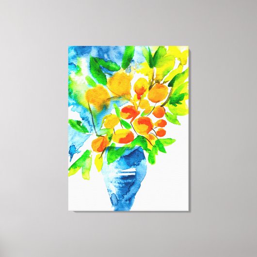 Oranje kumquat fruit kunst waterverf canvas afdruk (Voorkant)