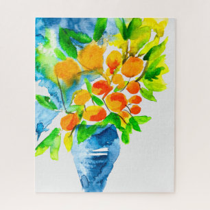 Oranje kumquat fruit kunst waterverf legpuzzel