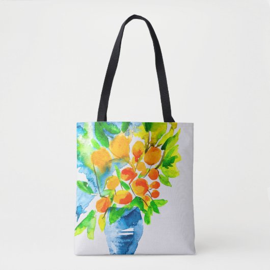 Oranje kumquat fruit kunst waterverf tote bag (Voorkant)
