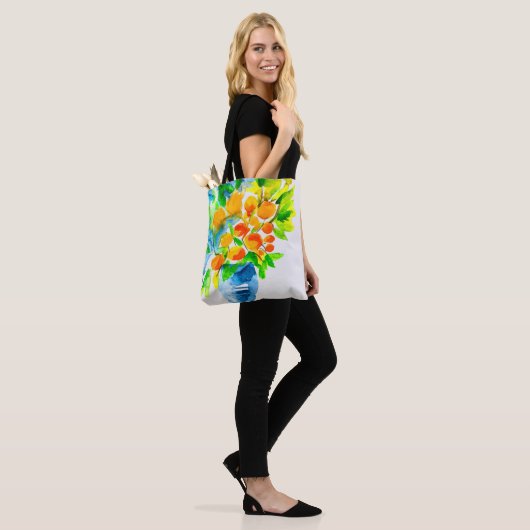 Oranje kumquat fruit kunst waterverf tote bag (Op model)