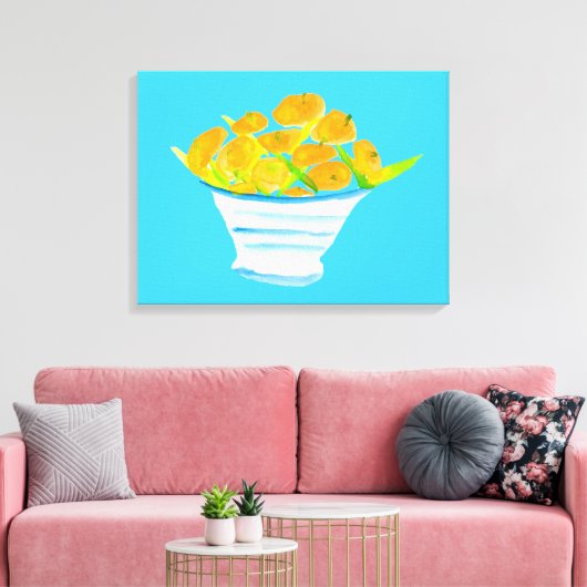 Oranje kumquats waterverf vruchten canvas afdruk (Insitu (Woonkamer))