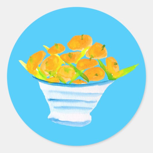 Oranje kumquats waterverf vruchten ronde sticker (Voorkant)