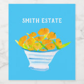 Oranje kumquats waterverf vruchten wijn etiket (Enkel label)