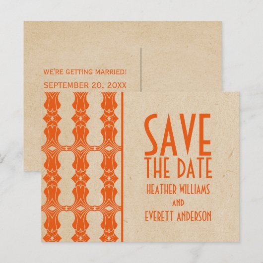 Oranje Kunst Deco Kader sparen het Briefkaart van  (Voorkant / Achterkant)