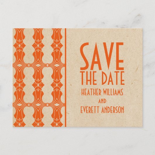 Oranje Kunst Deco Kader sparen het Briefkaart van  (Voorkant)