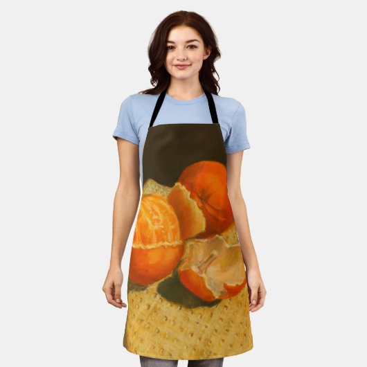 Oranje kunst schort (Gedragen)