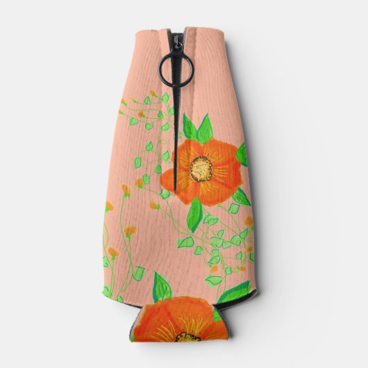 Oranje kunstbloem flesjeskoeler (Achterkant)