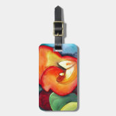 Oranje kunstbloem, waterverf bagagelabel (Voorkant verticaal)