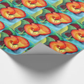 Oranje kunstbloem, waterverf cadeaupapier (Hoek)