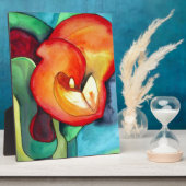 Oranje kunstbloem, waterverf fotoplaat (Zijkant)