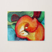 Oranje kunstbloem, waterverf legpuzzel (Horizontaal)