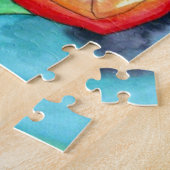 Oranje kunstbloem, waterverf legpuzzel (Zijkant)