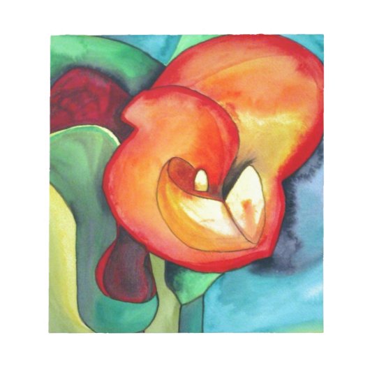 Oranje kunstbloem, waterverf notitieblok (Voorkant)