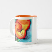 Oranje kunstbloem, waterverf tweekleurige koffiemok (Voorkant links)