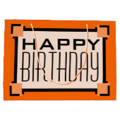 Oranje kunstdeco Geometric Happy Birthday Groot Cadeauzakje (Achterkant)
