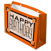 Oranje kunstdeco Geometric Happy Birthday Groot Cadeauzakje (Achterkant Gekanteld)
