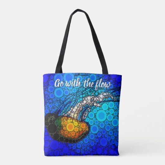 Oranje kwal blauwe oceaan met stroom tote bag (Achterkant)