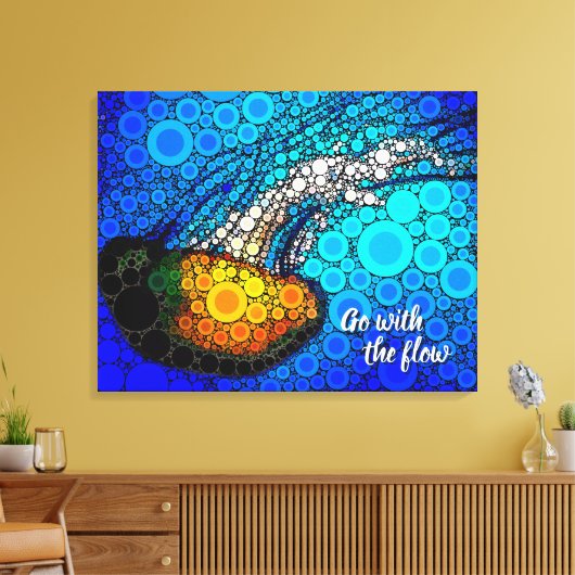 Oranje kwal Blue Ocean Go met de Flow Bold Canvas Afdruk (Insitu (Woonkamer))