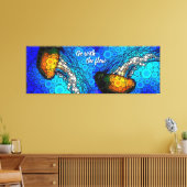 Oranje kwal oceaan gaan met de stroom kleurrijk canvas afdruk (Insitu (Woonkamer))