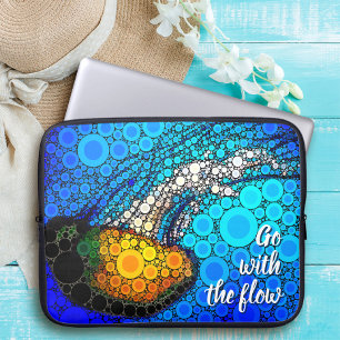 Oranje Kwallen Blauwe Oceaan Ga met de Flow Cool Laptop Sleeve