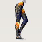 Oranje kwallenpatroon kunst leggings (Rechts)
