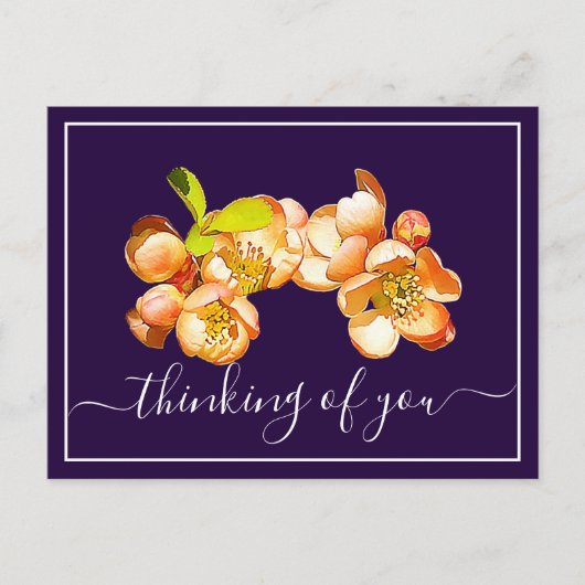 Oranje kweepe Violet Achtergrond denken aan jou Briefkaart (Voorkant)