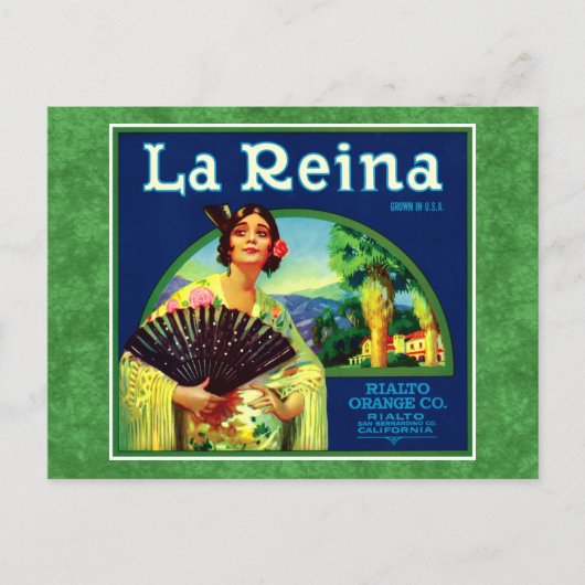  Oranje label La Reina Briefkaart (Voorkant)