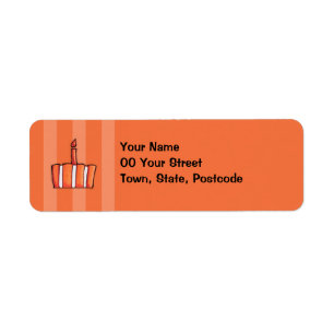 Oranje label met Striped Cake Return-adres
