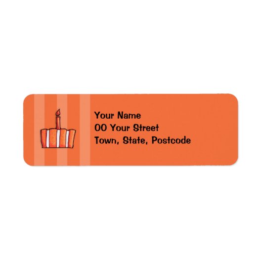 Oranje label met Striped Cake Return-adres (Voorkant)