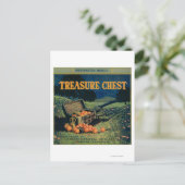 Oranje label voor schatkist (veldversie) briefkaart (Staand voorkant)