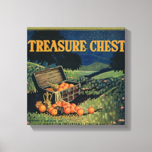 Oranje label voor schatkist (veldversie) canvas afdruk (Voorkant)