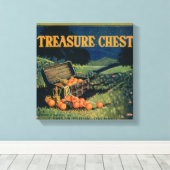 Oranje label voor schatkist (veldversie) canvas afdruk (Insitu (Houten vloer))