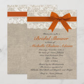 Oranje Lace Burlap Bridal Shower Kaart (Voorkant / Achterkant)