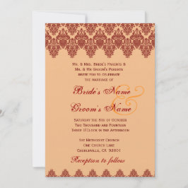 Oranje Lace Damask Wedding Premium Gold Metallic Kaart
