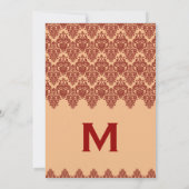 Oranje Lace Damask Wedding Premium Gold Metallic Kaart (Achterkant)