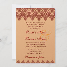 Oranje Lace Damask Wedding Premium Gold Metallic Kaart