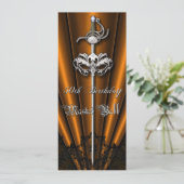 Oranje Lace Masquerade Silver 50th Birthday Kaart (Staand voorkant)
