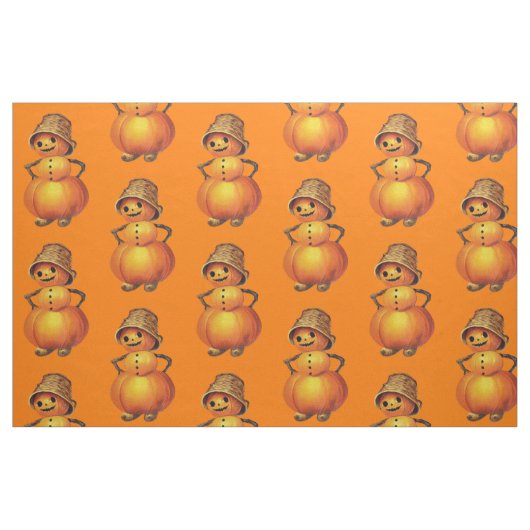 Oranje Lachende Jack O' Lantern Sneeuwman Stof (Fat Quarter)